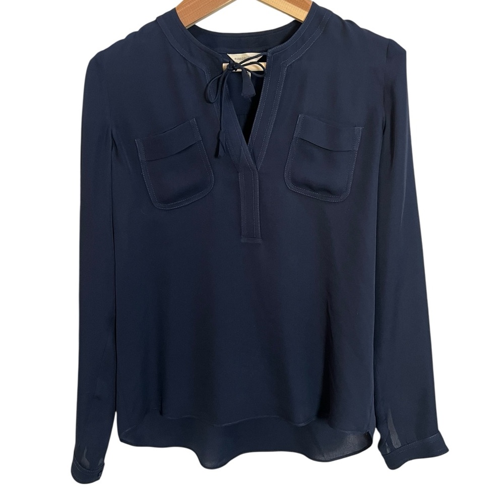 Rebecca Taylor Midnight Blue 100% silk blouse size 0